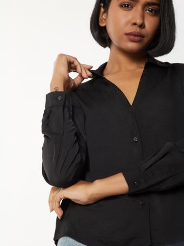 Max Women Solid Shirt (Black_L)