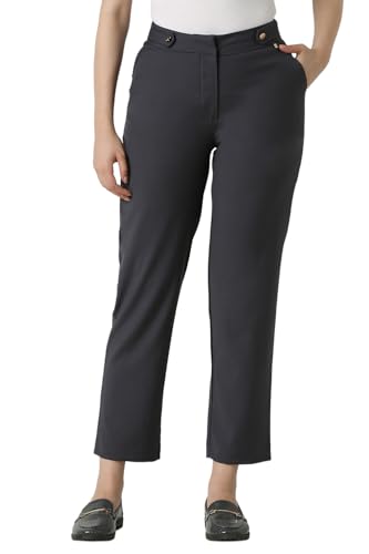 Van Heusen Women Grey Solid Formal Regular Fit Trousers