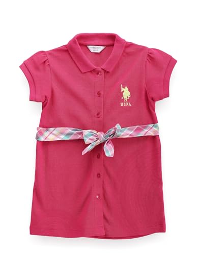 U.S. POLO ASSN. Girls Solid Cotton Polo Dress Pink