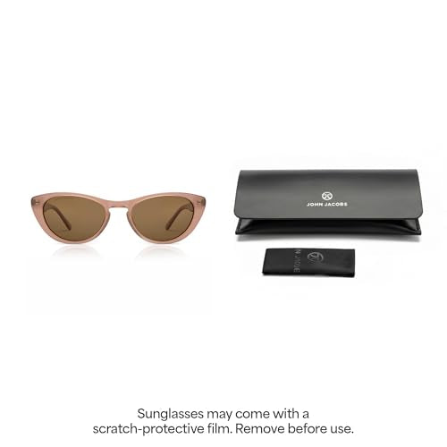 John Jacobs | Transparent Brown | Full Rim Cat Eye Stylish & Premium UV Protected Sunglasses | Acetate Lines | Polarized and 100% UV Protected | Women | Extra Wide | JJ S17346