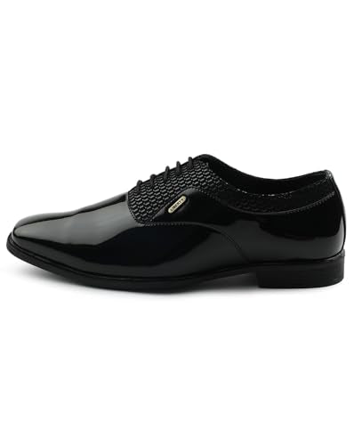 Liberty Fortune A998-07 Formal Lacing Oxford Shoes for Men with TPR Sole | PU Outsole | Comfortable & Lightweight | Cushioned Footbed | Durable & Trendy Design (Black 43 EU)