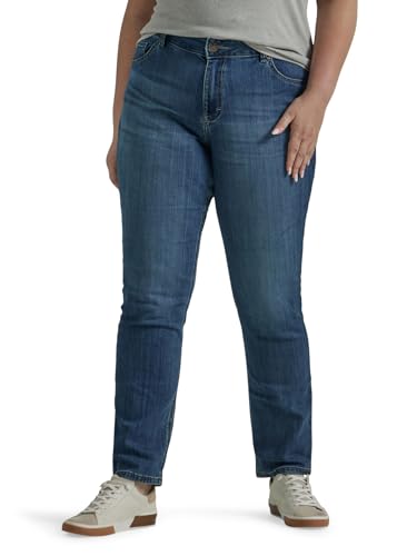 Lee Women's Size Regular Fit Straight Leg Jean, Seattle, 30 Plus Long