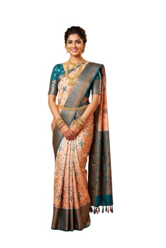SREE KUMARAN Women's Kanchipuram Kubera Silk Pure Pattu Sarees With Blouse (VSK296-5)
