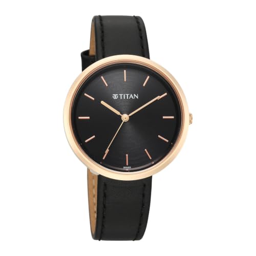 Titan NEO 12 Quartz 3 Hands Round Black Dial, Black Strap Watch for Women - 2784WL02