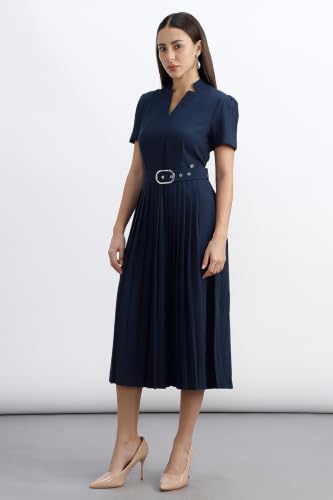 Women Navy Solid Formal Dress