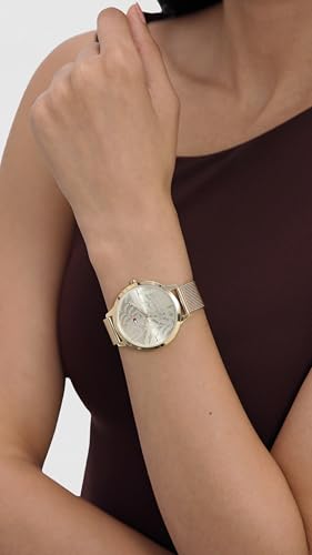 Tommy Hilfiger Quartz Champagne Dial Golden Stainless Steel Strap Analog Watch for Women