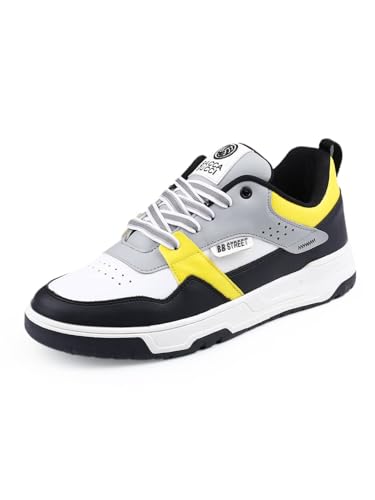 Bacca Bucci Urban Genesis 1.0 Sneakers: The Pinnacle of Street-Smart Elegance with Breathable Perforated Design and Robust Sole for The Modern Trailblazer (Yellow and White, 7)