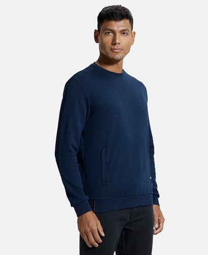Jockey Men's Cotton Round Neck Sweat Shirt IM11_Navy_L