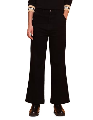 U.S. POLO ASSN. Women High Rise Wide Leg Fit Jeans (UWAW25JEN368_Jet Black_32)