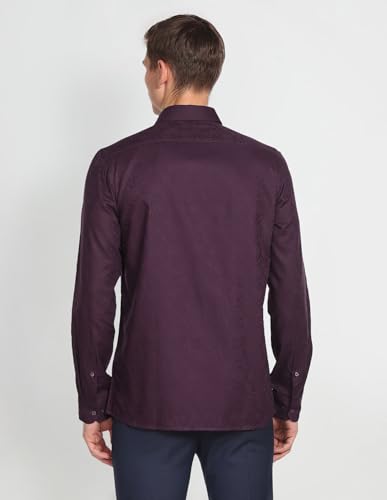 Arrow Men's Plain/Solid Slim Fit Shirt (ARAFSH0714_Plum