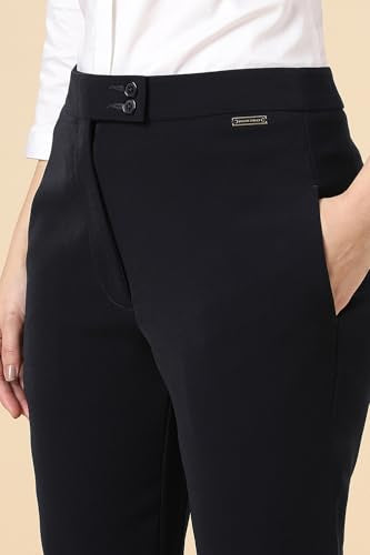 Women Navy Solid Formal Trousers