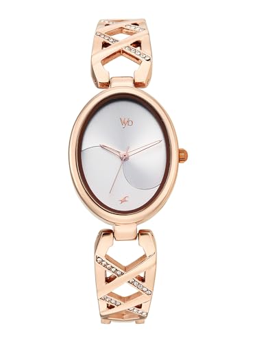 Fastrack Vyb Charmer with Quartz Analog Silver Dial Rose Gold Strap Watch for Girls - FV60126WM01W