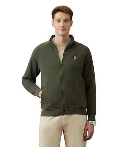 U.S.Polo Association Men's Equestrian Aisle Theater Textured Sweatshirt (USSWS4353_Olive_S)