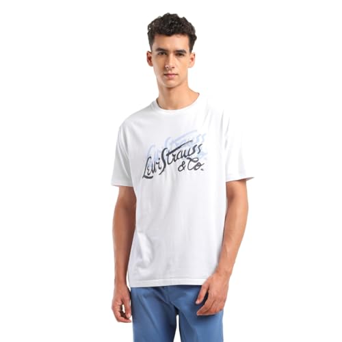 Levi's Men's Geometric Oversized Fit T-Shirt (A7970-0056_White