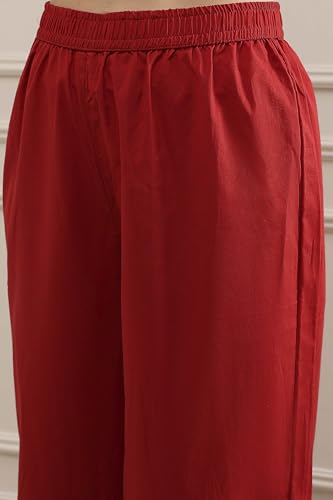 Biba Women's Polyester Kurta Set (SKDUTSV31131AW25RED_Red