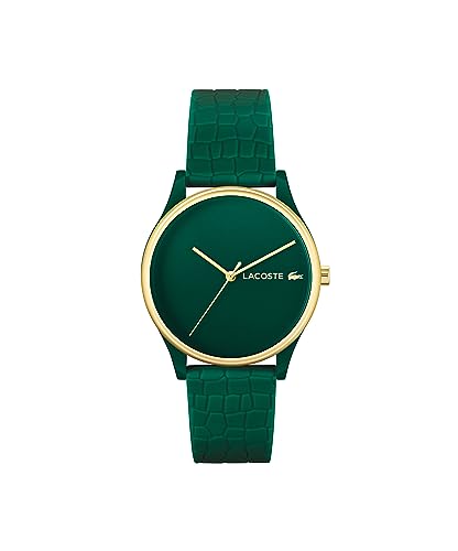 Lacoste Mini Crocodelle Women’s Quartz Watch - Minimalist Three-Hand Timepiece, Mesh Bracelet, Sunray Dial with Crocodile Logo, Polished Case and Bezel, Modern Design - Gift for Her 28mm, Dark Green
