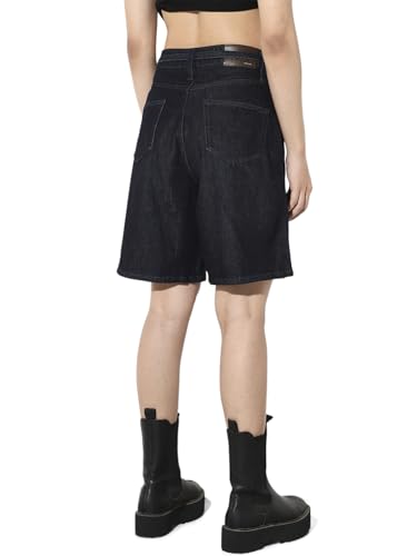 ONLY Women's Solid Regular Fit Mid-Rise Blue Shorts
