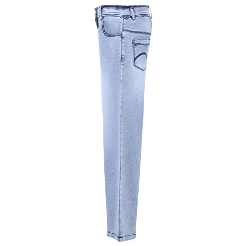 Cutecumber Girls Stretch Fit Blue Denim Jeans Adjustable Fit Premium Soft Fabric Durable Smart Casual School Outdoor All Season Comfortable Fashion Bottom Wear for Baby Girls & Kid Age 1-15 Yrs