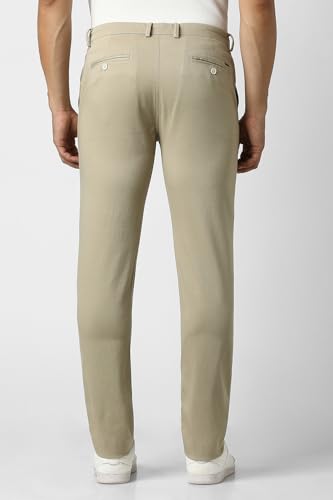 Men Beige Textured Smart Slim Fit Trousers
