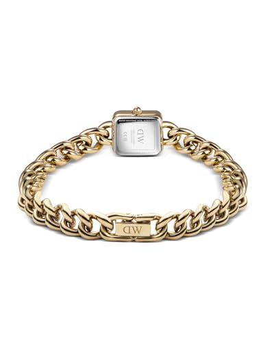 Daniel Wellington Jolie Analogue Watch for Women with White Rectangle Dial & Gold Stainless Steel Bracelet Band Water Resistant Women's Wrist Watches - DW00100836K