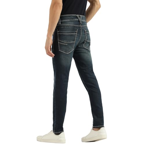 United Colors of Benetton Solid Low Crotch Fit Jeans (Size:34)-25P4KNGR1281I90134 Blue