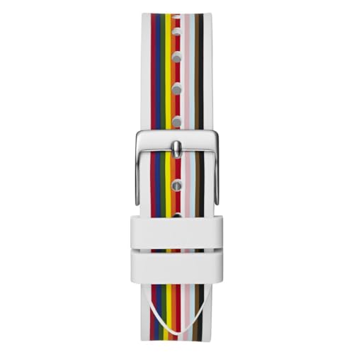 Guess Gt Fame Analog Watch for Woman with White Triangle Dial & Multicolor Silicone Strap Band Water Resistant Women's Wrist Watches - GW0679L2M