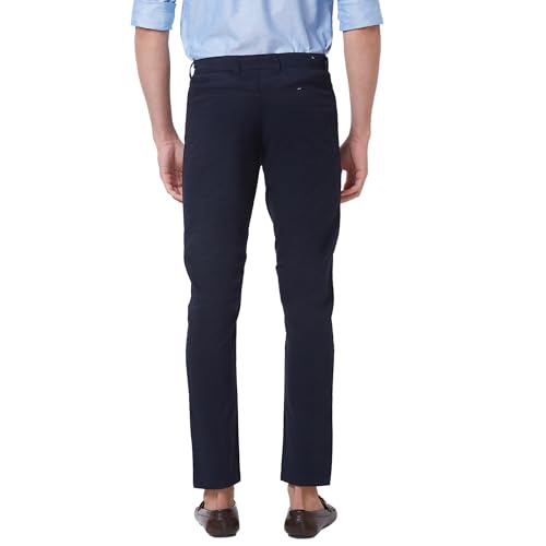 Giordano Men's Mid Rise Slim Fit Regular Length Solid 5 Pockets Navy Blue Chinos Trouser