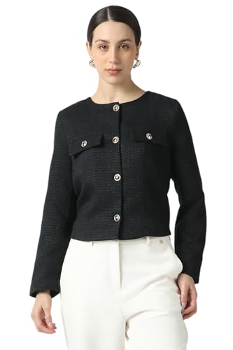 Women Black Textured Blazer