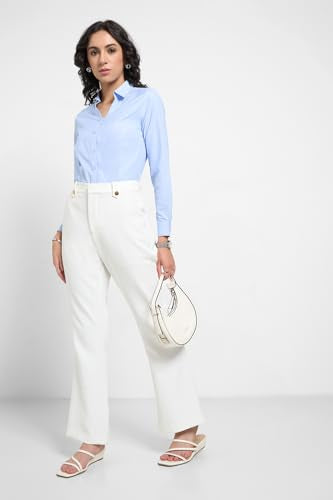 Annabelle by Pantaloons Women's Solid Regular Fit Shirt (110160214002_Placid Blue