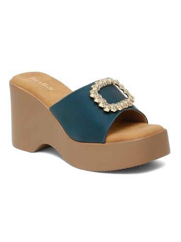 Flat n Heels Womens Blue Pumps FnH 3121-BLU