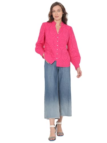 VERO MODA Women Self-Design Pink Cotton Regular Fit Shirt