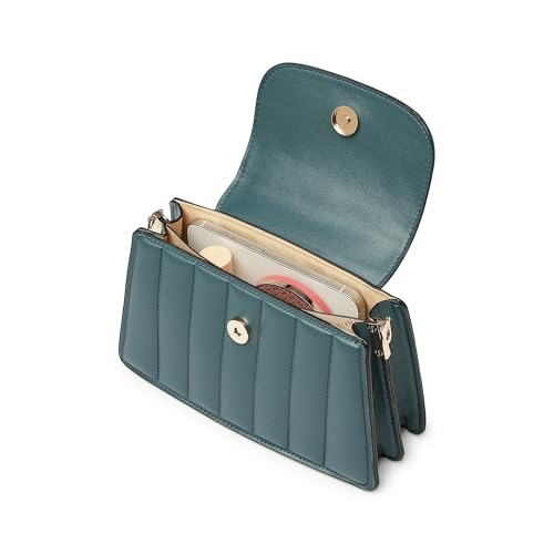 Fastrack Oceanic Blue Sling Bag | Women’s Quilted Handbag with Chain Accent | Dual Compartments & Multi-Style Carry
