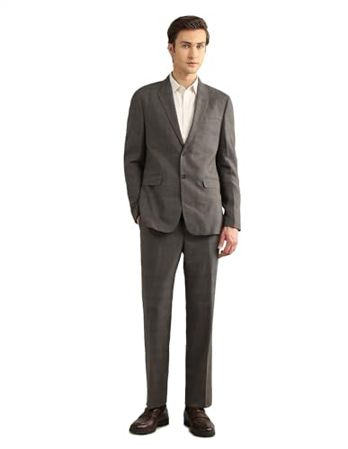 Arrow Men's Checked Tailored Fit Dobby Suit Brown