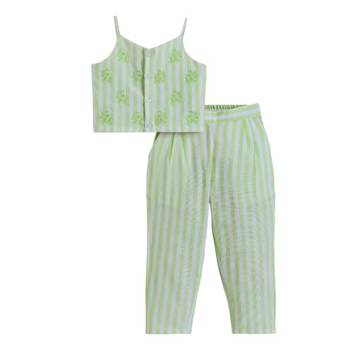 Hoscotch Girls Stripes Grey Sleeveless Pant Set For Ages (2-3 Years)