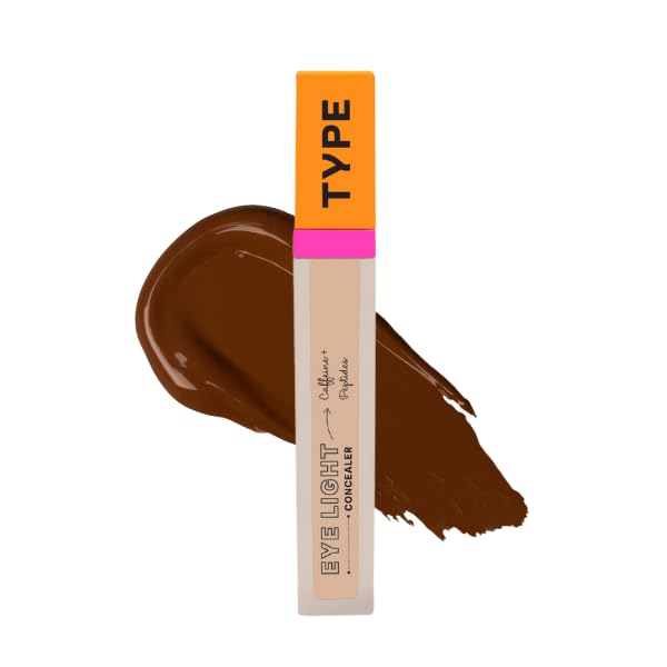 TYPE BEAUTY INC. Eye Light Waterproof Concealer for Face Makeup with Caffeine & Peptides | Reduces Dark Circles, Puffiness & Spots | Crease-Free & Long-Lasting | For Women & Men - Cinaamon (60) | 8ML