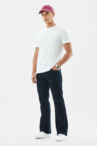 SNITCH Men Casual Jeans | Bootcut Fit with Light Fading & Smooth Texture | Durable Cotton Blend Fabric with Medium Stretch for All-Day Comfort |Navy Blue