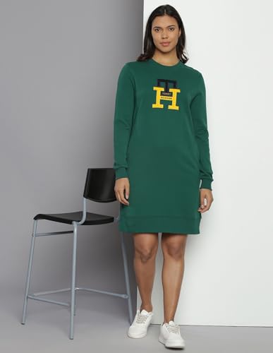 Tommy Hilfiger women's Cotton Classic above The Knee Casual Dress (F23HWDR006 Green