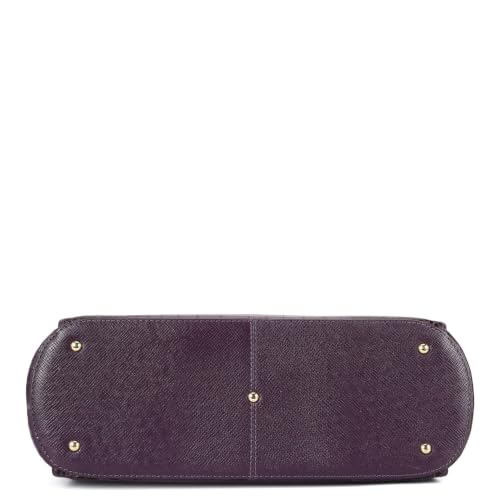 Da Milano Leather Tote Bag for Women - Grapevine Purple (LB-02629)
