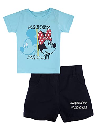 BODYCARE Kids Infantwear Girls Sky Blue Minnie & Friends Printed T-Shirts & Shorts Sets