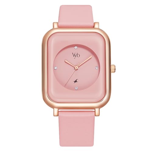 Fastrack Vyb Quartz Analog Peach Dial Leather Strap Watch for Women-FV60022WL03W