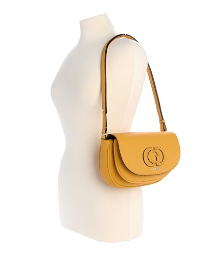 GUESS Women Gold Textured Adjustable Shoulder Strap Crossbody Bag
