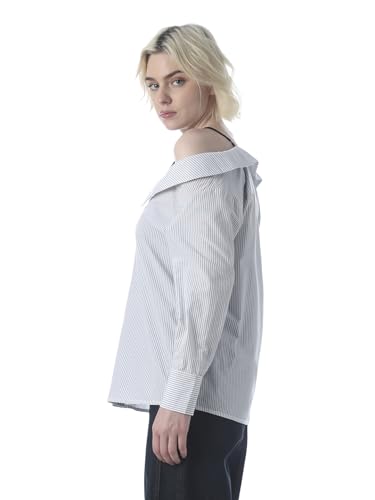 ONLY Women's Striped Regular Fit Blue Shirt