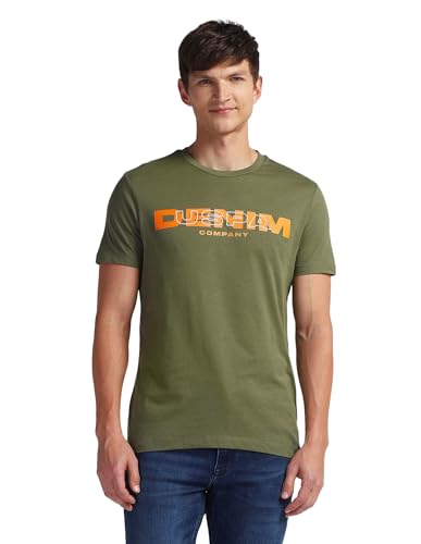 U.S. POLO ASSN. Mens Solid Half Sleeve Brand Carrier Round Neck T-Shirts (UDTSHS0897_Olive_L)