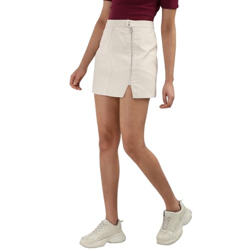 Tommy Hilfiger Beige Tencel Solid Women Slim Fit Skirt