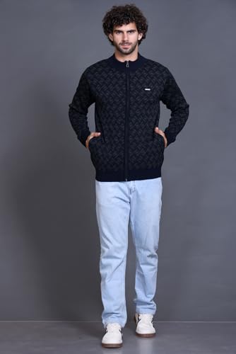 GODFREY Acrylic Zipper Turtle Neck Sweaters for Men, Black, 2XL