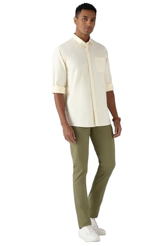 Peter England Men's Slim Fit Shirt (PCSFSSLP221769_Yellow