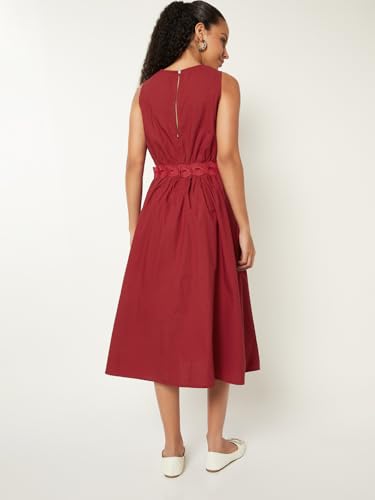 Max Women Solid A-line Dress (Red_XS)