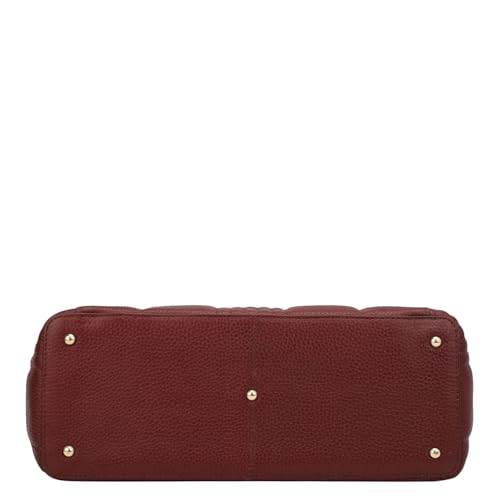 Da Milano Leather Tote Bag for Women - Maroon