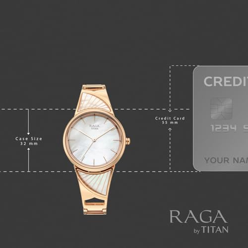 Titan Raga Power Pearls 2.0 with Quartz Analog Mother of Pearl Dial Rose Gold Brass Strap Watch for Women - 2810WM01F
