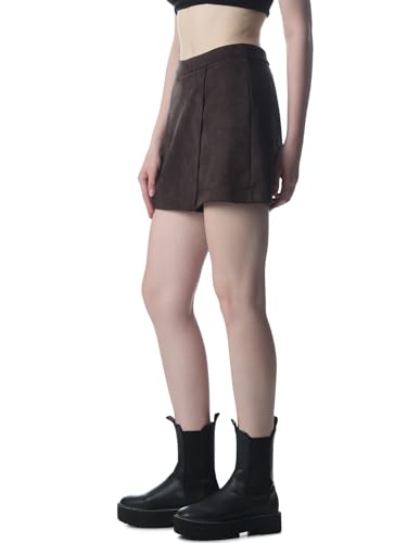 ONLY Women's Solid Flared High-Rise Brown Skorts